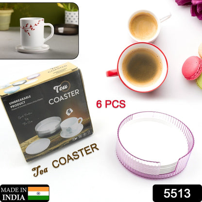 Coasters Set of 6 Plastic Coasters Spill Protection for Table Desk Durable and Non Slip Plastic Coaster Fit Common Size Drinking Glass Coffee Cup Tea Cup Mug