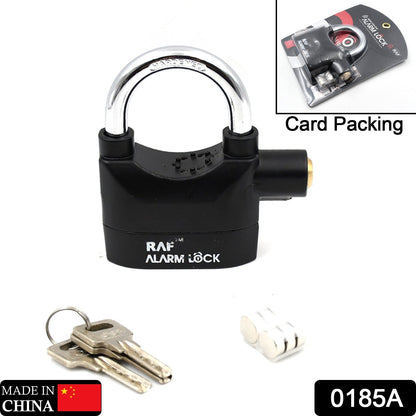 a Security Alarm Lock System | Waterproof Black Anti-theft Siren 110dba alarm anti Padlock FoR Bike | Door Window | Battery  padlock