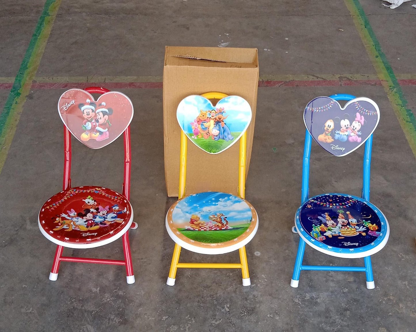 17761 Heart Shape Kids Chair Cartoon Printed Foldable Kids / Children Folding Chair for Playrooms, Schools, Daycares, and Home. Metal and Fibre Body Picnic Beach Camping Chair (1 Pc)