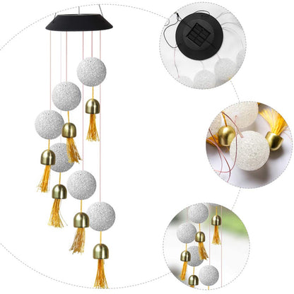 Solar Crystal Ball Wind Chime, Color Changing Solar Powered LED Hanging Wind Chime Light Mobile for Patio Yard Garden Home Outdoor Night Decor, Gifts