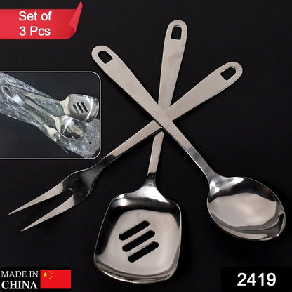 SERVING SPOON SET COOKING SPOON SET HIGH QUALITY PREMIUM SPOON SET ( 3PC SET ).