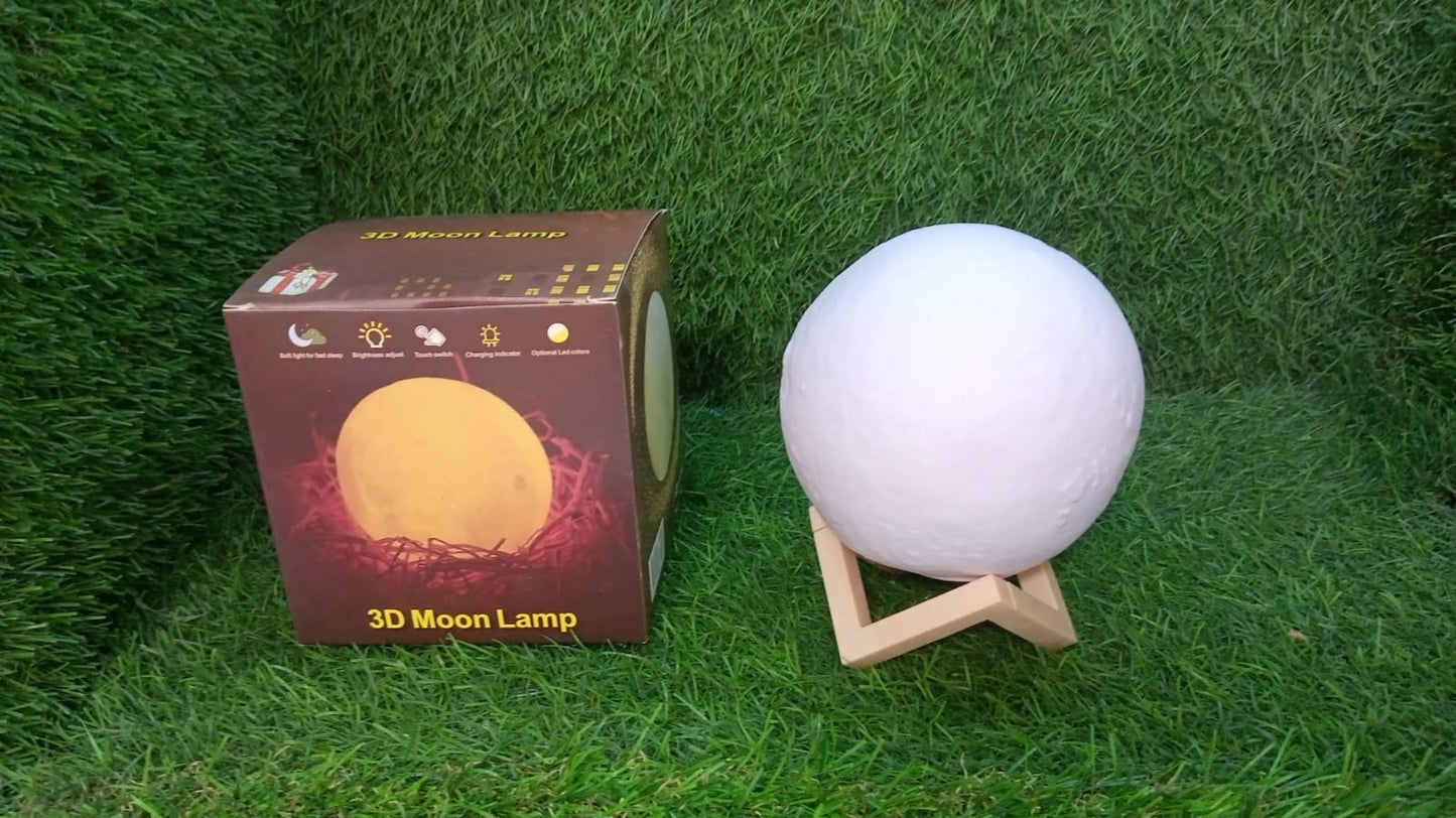 A Moon Lamp3D Printing LED Night Light Moon Light with Stand, Warm & Cool, USB Rechargeable for Kid Lover Birthday Day Gift