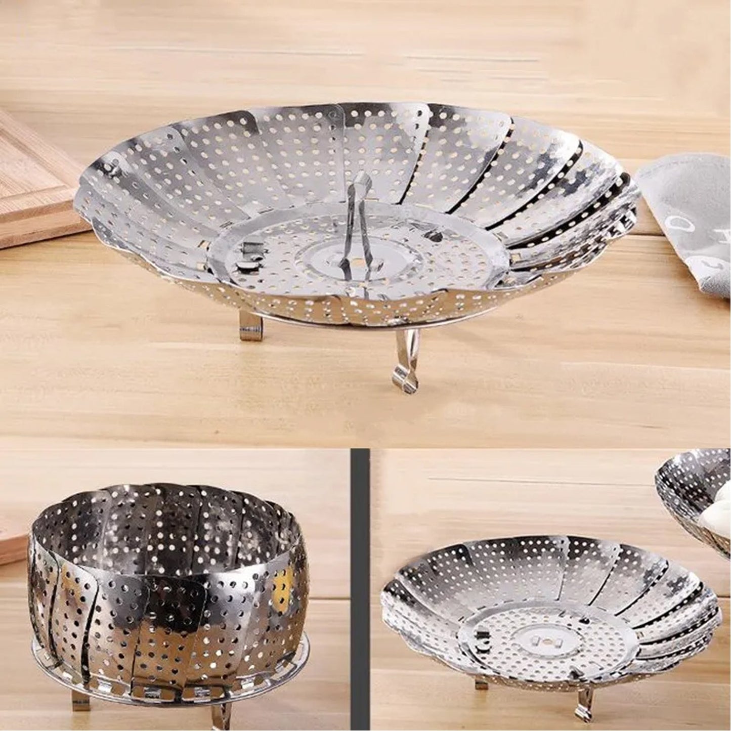 a Unique Design Stainless-Steel Heaviest vegetable ,Cooking Foldable Steamer Basket for Kitchen Utensils/Dish Drying Rack/Plate Stand/ Basket