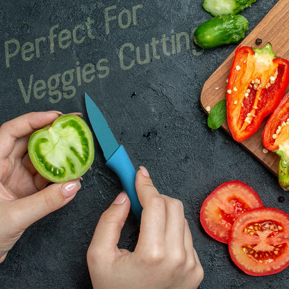 A Professional Colorful Kitchen Knives Set of 6 Pieces, Non-Stick Blades with High Carbon Stainless Steel, Sharp Kitchen Cutting Knives Set for Slicing, Paring and Cooking, Chef Kitchen Knives Set