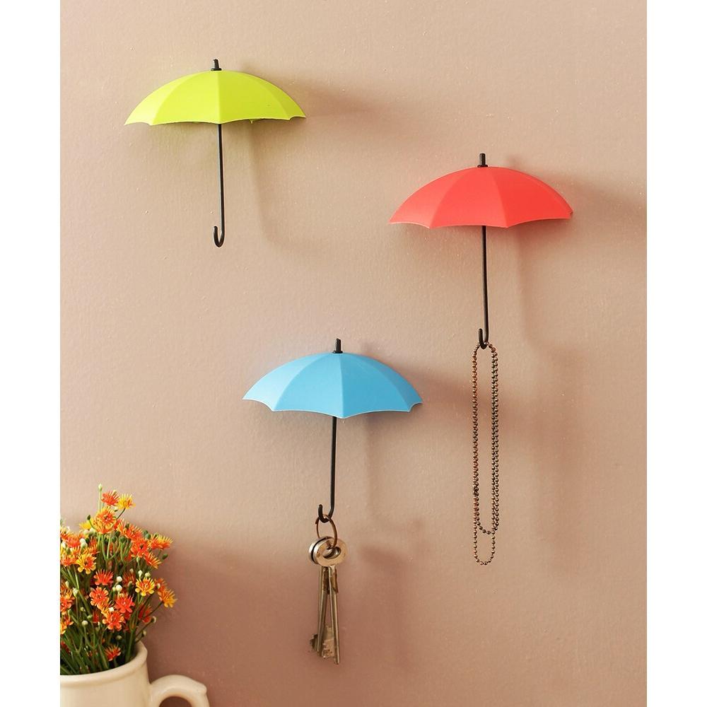 486_3pcs/set Cute Umbrella Wall Mount Key Holder Wall Hook Hanger Organizer Durable Wall hooks bathroom kitchen Umbrella Wall Hook 