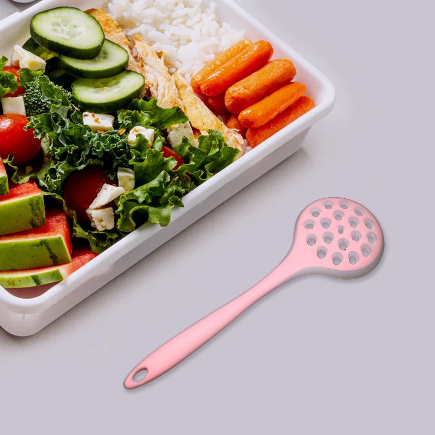 5429 1PC Food Grade Silicone Colander Shovel Strainers Spoon Colorful Kitchen Scoop Drainage Colanders (29cm) 