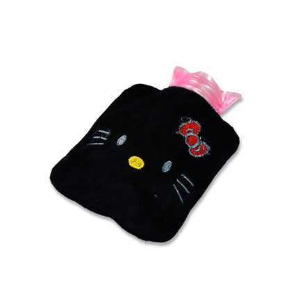 6513 Black Hello Kitty small Hot Water Bag with Cover for Pain Relief, Neck, Shoulder Pain and Hand, Feet Warmer, Menstrual Cramps. 