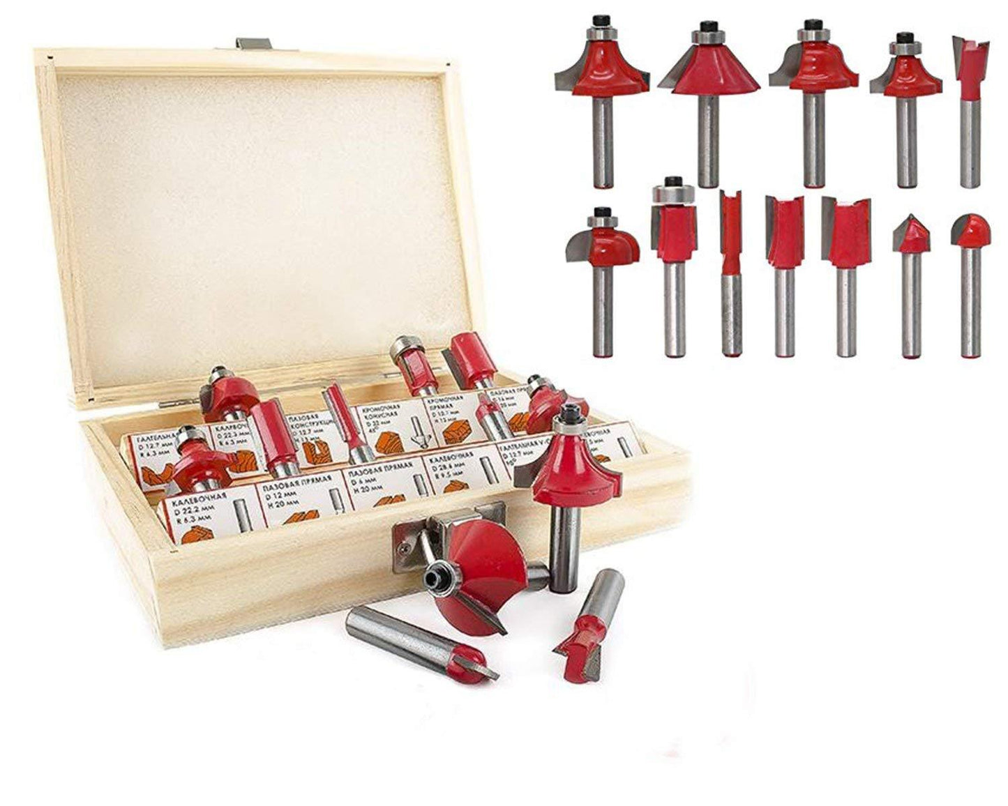 -12 / 15pcs Milling Cutter Router Bit Set