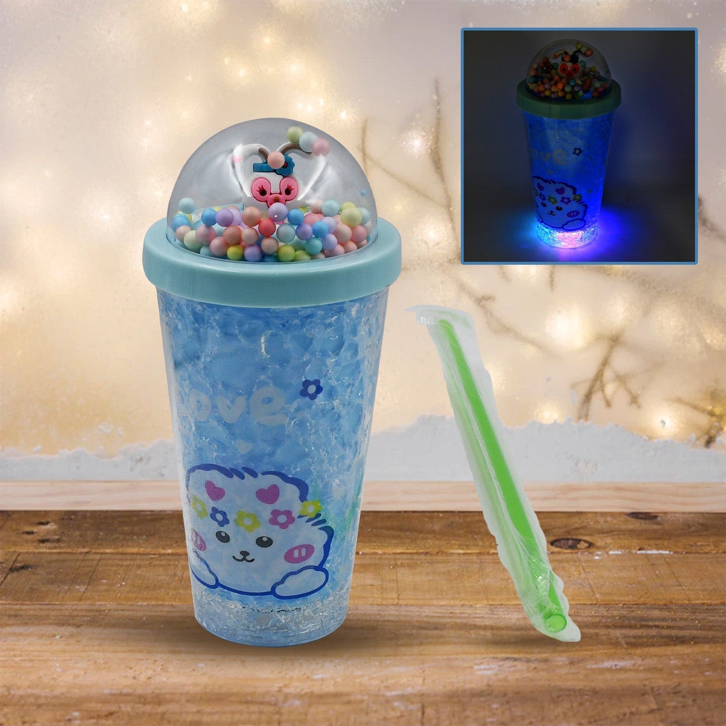 C LED Light Unicorn Sipper Water Bottle Mason Jar Tumbler with Straw for Kids Glitter Sipper with Toy Drinking Cups for Boys and Girls School/Tuition/Gym/ Picnic, Kids and Adults, Birthday Return Gifts