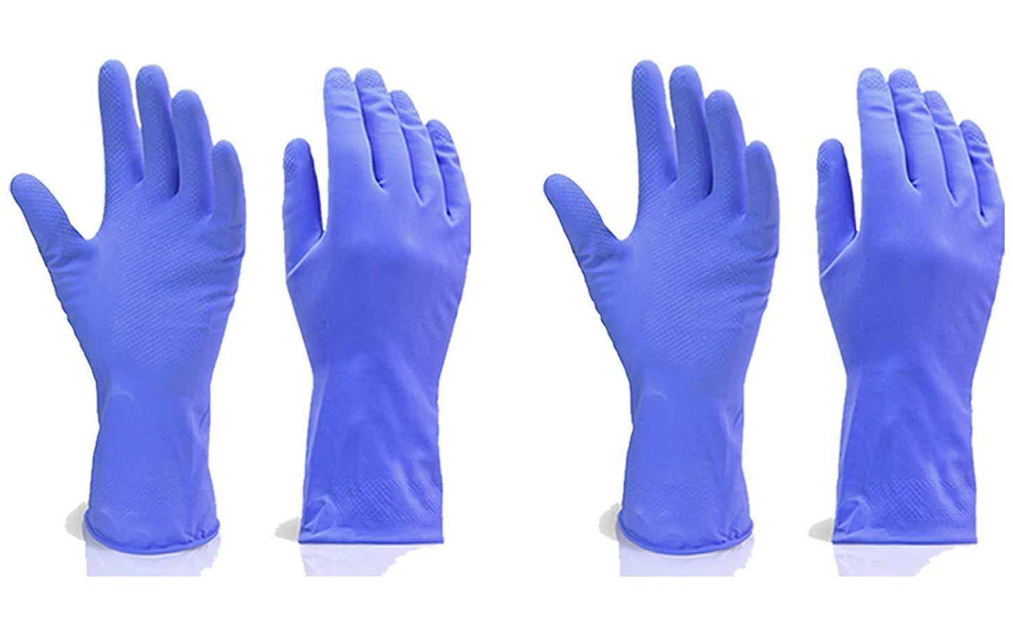 666 - Flock line Reusable Rubber Hand Gloves (Blue) - 1pc 