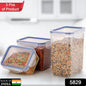 Classics Rectangular Plastic Airtight Food Storage Containers with Leak Proof Locking Lid Storage container set of 3 Pc( Approx Capacity 500ml,1000ml,1500ml, Transparent)