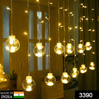 12  Wish Balls Window Curtain String Lights with 8 Flashing Modes Decoration for Home Decoration, Diwali & Wedding LED Christmas Light Indoor and Outdoor Light ,Festival Decoration (Plastic, Warm White)