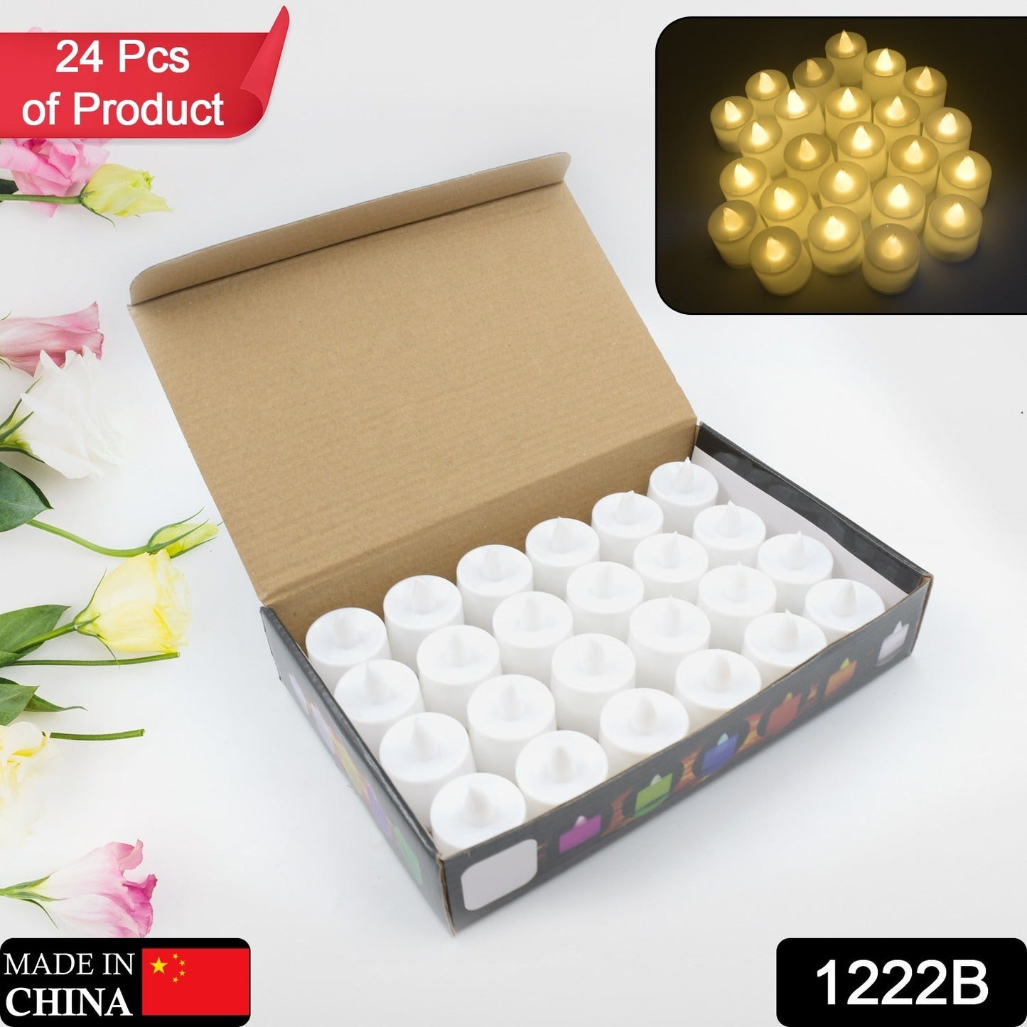 B Festival Decorative - LED Tealight Candles | Battery Operated Candle Ideal for Party, Wedding, Birthday, Gifts (24pc) ( Diya , Divo , Diva , Deepak , Jyoti ,