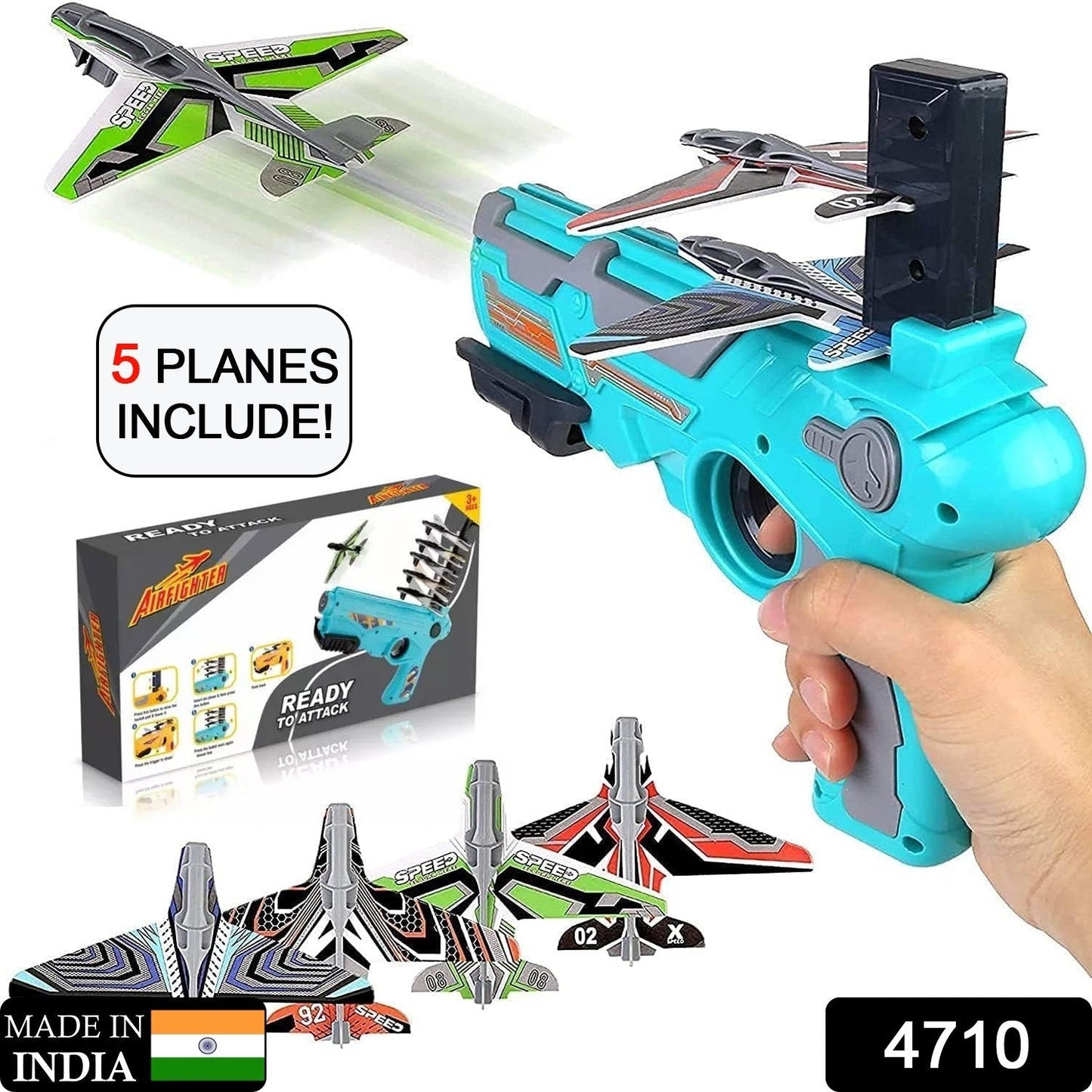 Airplane Launcher Gun Toy with Foam Glider Planes, Outdoor Games for Children, Best Aeroplane Toys for Kids, Air Battle Gun Toys  ( 5 Plane Include )