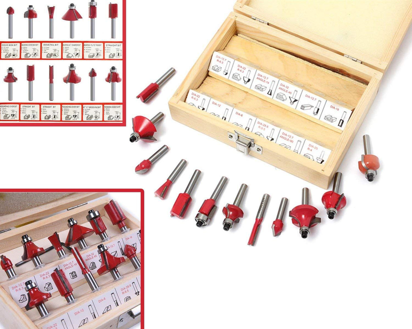 -12 / 15pcs Milling Cutter Router Bit Set