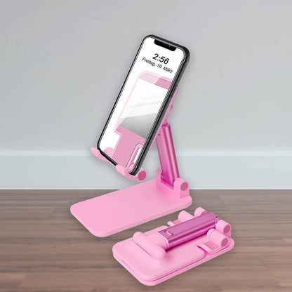 A DESKTOP CELL PHONE STAND PHONE HOLDER WITH MIRROR FULL 3-WAY ADJUSTABLE PHONE STAND FOR DESK HEIGHT + ANGLES PERFECT AS DESK ORGANIZERS AND ACCESSORIES