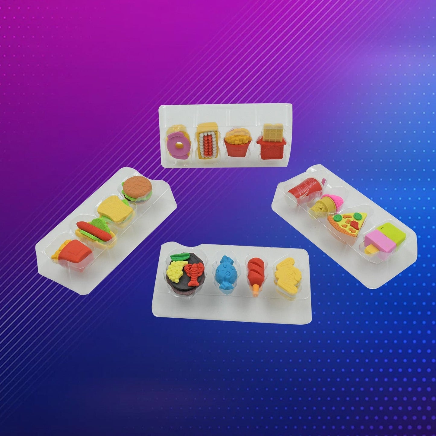 Multicoloured Eraser/ Coke Eraser/French Fries Eraser/Burger Eraser/Icecream Eraser for Kids/Eraser for School sturdent & Best for Birthday Return Gift/Party Gift (Mix Design 1 Set)