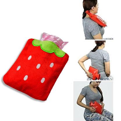 Strawberry small Hot Water Bag with Cover for Pain Relief, Neck, Shoulder Pain and Hand, Feet Warmer, Menstrual Cramps.