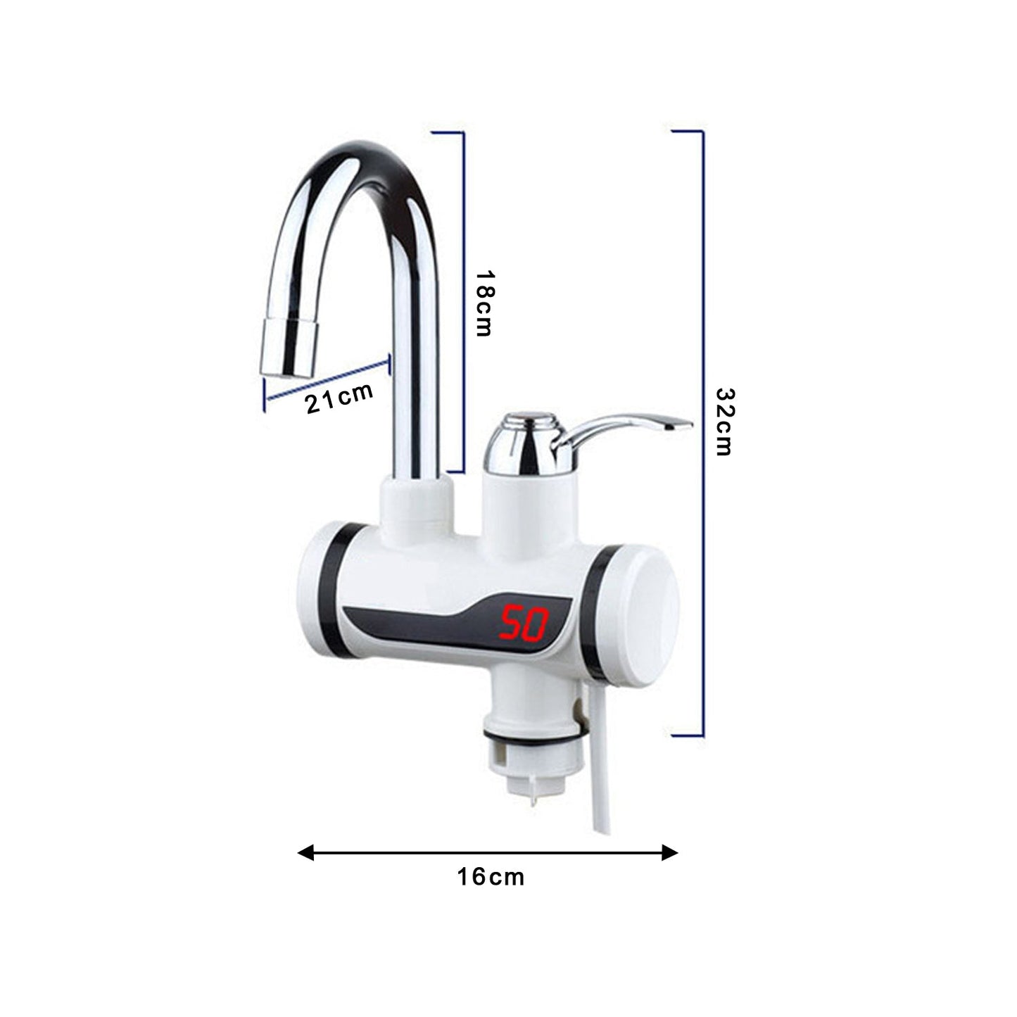 1684A Stainless Steel LED Digital Display Instant Heating Electric Water Heater Faucet Tap, Geyser 