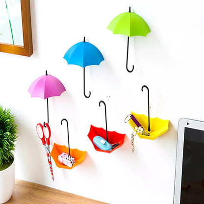 486_3pcs/set Cute Umbrella Wall Mount Key Holder Wall Hook Hanger Organizer Durable Wall hooks bathroom kitchen Umbrella Wall Hook 