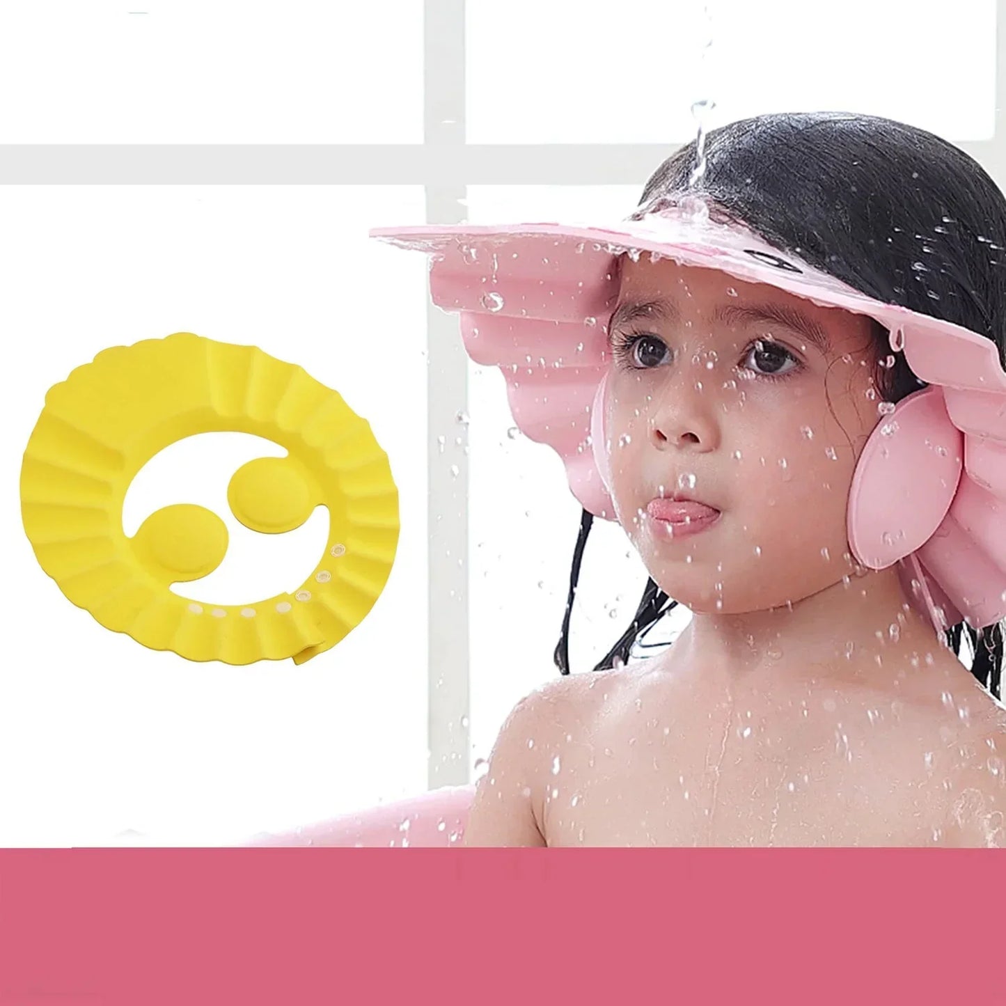 B Adjustable Safe Soft Bathing Baby Shower Hair Wash Cap for Children, Baby Bath Cap Shower Protection for Eyes and Ear,