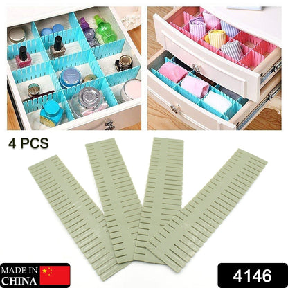 Storage Box Drawer Organizer Drawer Cupboard Divider | Grid Closet Sorting Partition | Plastic Strips Separators box organizer (4 Pc Set )