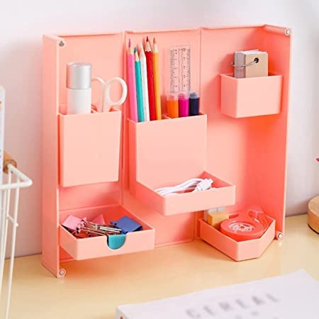 Multi-Purpose Pen Holder, Foldable Magnetic Kawaii Desk Pen Holder Pencil Makeup Storage Box Desktop Organizer Stand Case School Office Stationery