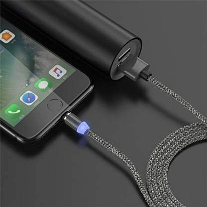 0 Magnetic Charging Cable 3 in 1 Metal Magnetic Micro USB Type C Lighting Cable with LED, Multiple Charging Adapters for All Android and all Smartphones  (Compatible with All Android and iPhone Smartphones, Tablet, PC, Mobile