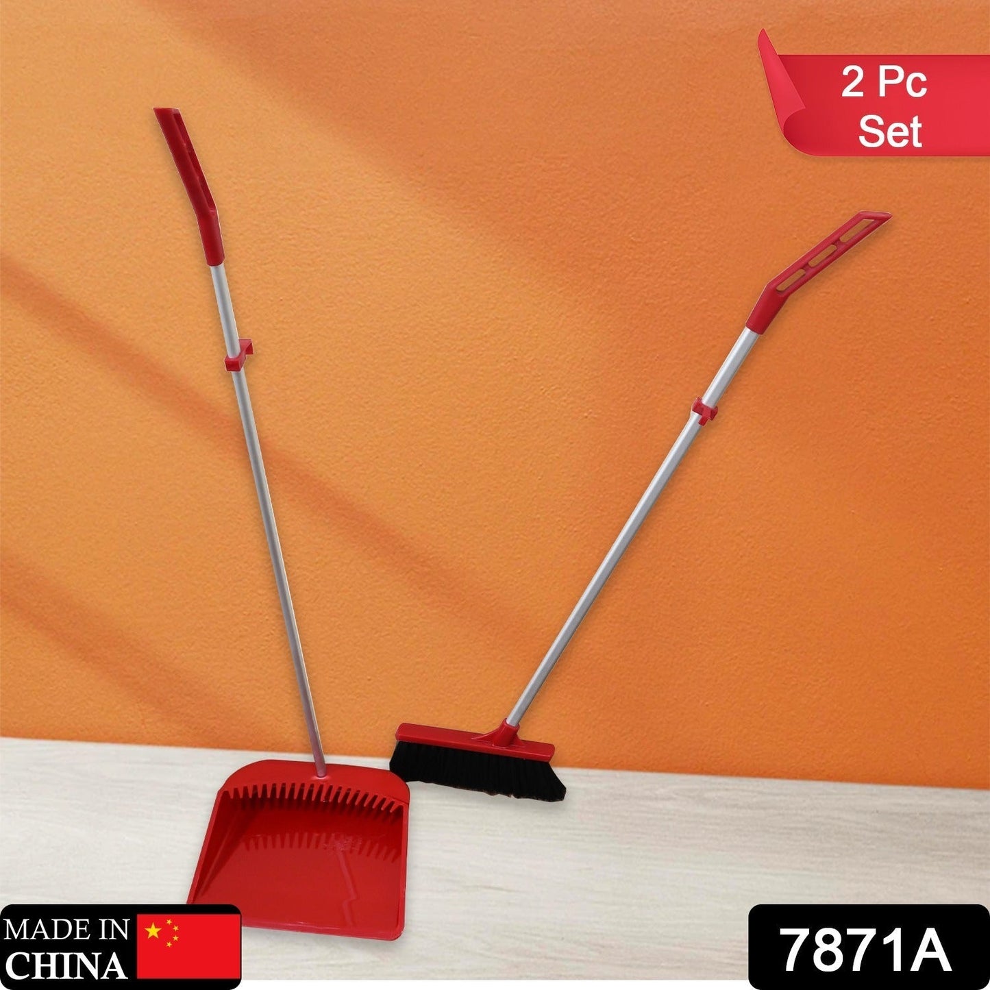 A Broom and Dustpan Cleaning Set Long Handled Dustpan and Brush Handle Dust Pan Broom Sweeper Long Handle Broom and Dustpan Set for Kitchen, Home, Lobby Schools, Hospital etc.