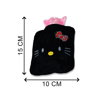 6513 Black Hello Kitty small Hot Water Bag with Cover for Pain Relief, Neck, Shoulder Pain and Hand, Feet Warmer, Menstrual Cramps. 