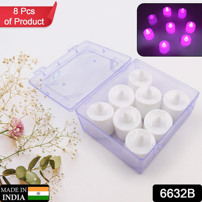 B Pink Flameless LED Tealights, Smokeless Plastic Decorative Candles - Led Tea Light Candle For Home Decoration (Pack Of 8pc) ( Diya , Divo , Diva , Deepak , Jyoti)