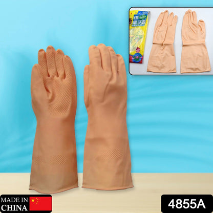 A  MULTIPURPOSE NATURAL GUM RUBBER REUSABLE CLEANING GLOVES