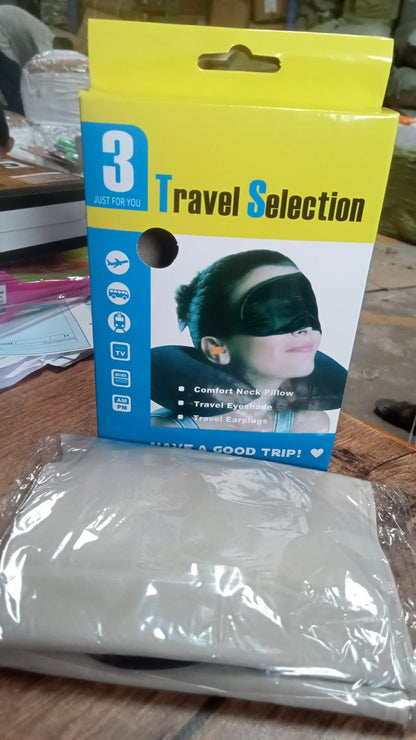 '-3-in-1 Air Travel Kit with Pillow, Ear Buds & Eye Mask