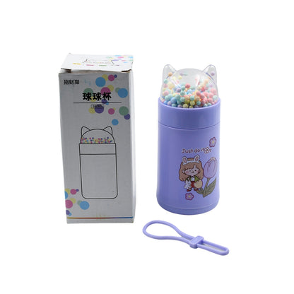 Girl Glass Water Bottle for School with Kid Sparkle Strap Cat Lid Sequins Glitter Glass Cup Birthday Gift Children 350ml (MOQ :- 80 pc)