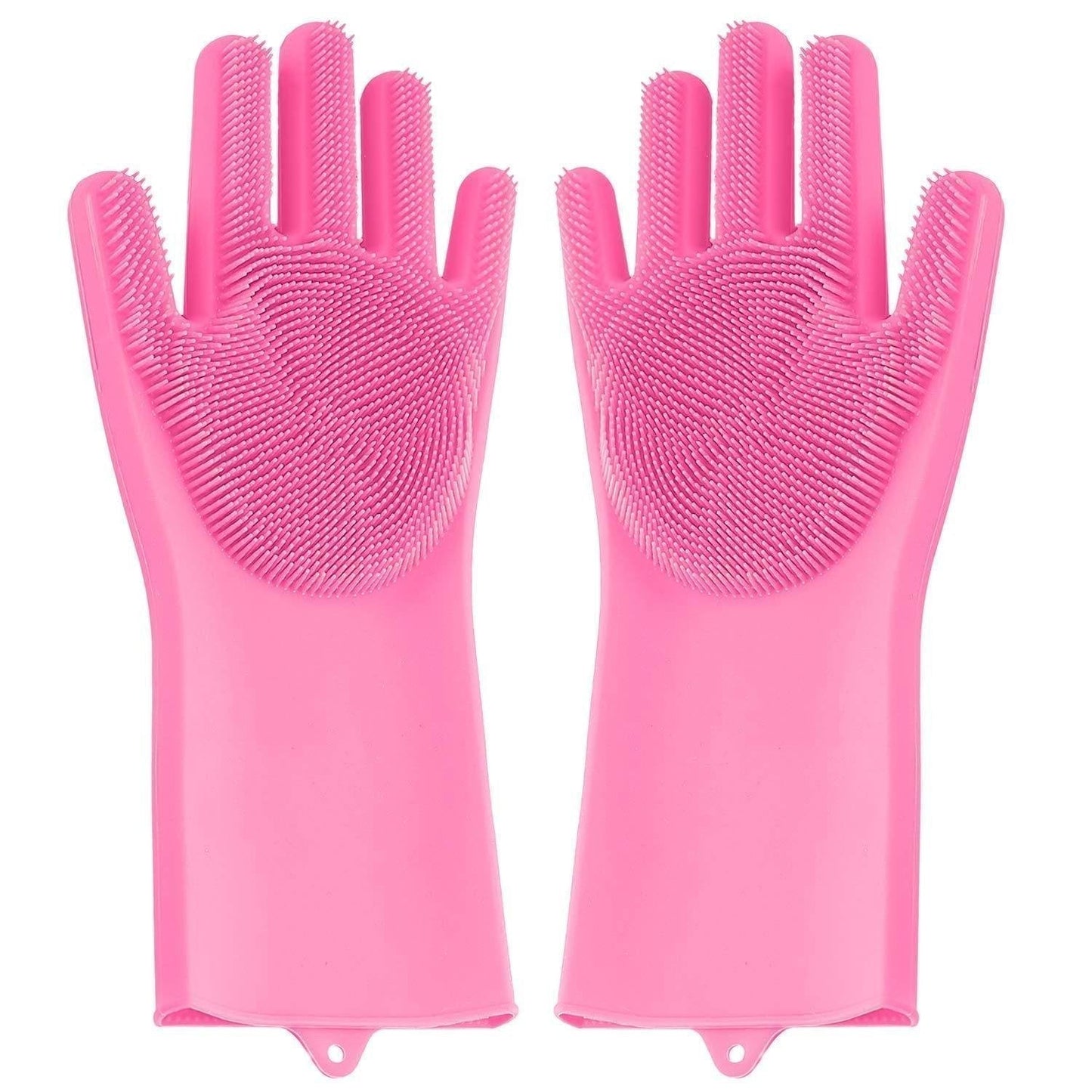 0714A Reusable Silicone Cleaning Brush Scrubber Gloves (Multicolor) 