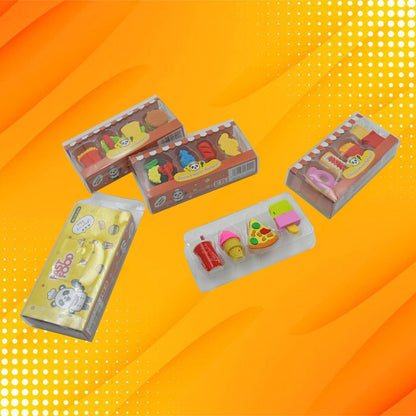 Multicoloured Eraser/ Coke Eraser/French Fries Eraser/Burger Eraser/Icecream Eraser for Kids/Eraser for School sturdent & Best for Birthday Return Gift/Party Gift (Mix Design 1 Set)