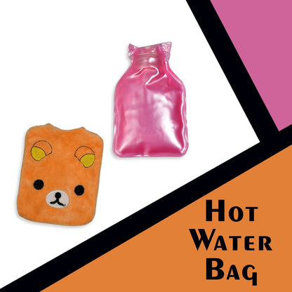 Orange Panda small Hot Water Bag with Cover for Pain Relief, Neck, Shoulder Pain and Hand, Feet Warmer, Menstrual Cramps.