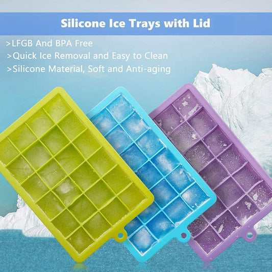 1144  Silicone Ice Cube Trays 24 Cavity Per Ice Tray [Multicolour]