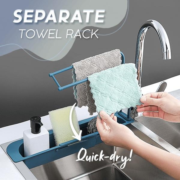 2307 Telescopic Adjustable Faucet Rack Dish Brushes Sponge Storage Shelves Sink Drain 