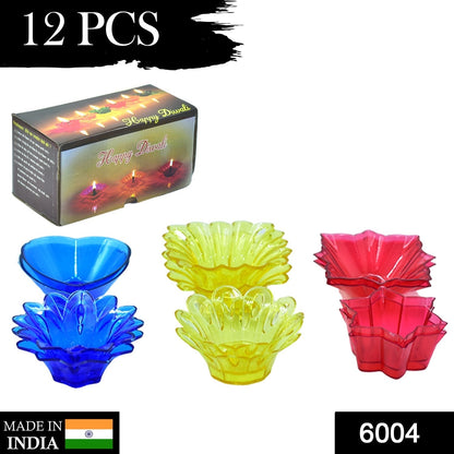 Plastic Candle Cup with Multi Shape Diwali Diya Cup (Multicolor)