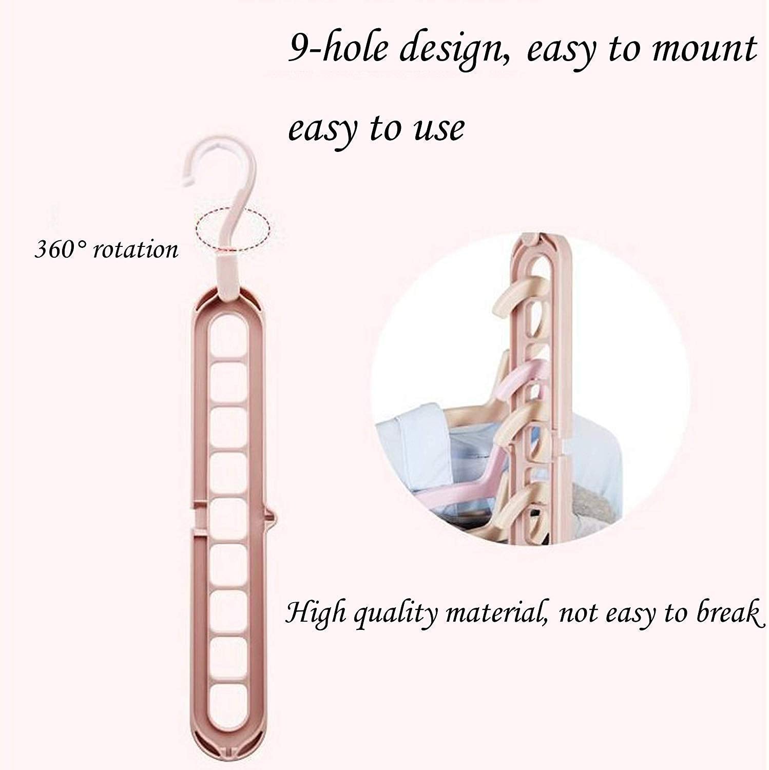 1553 Anti-Skid Plastic 9-Holes Magic Wardrobe Folding Hangers 