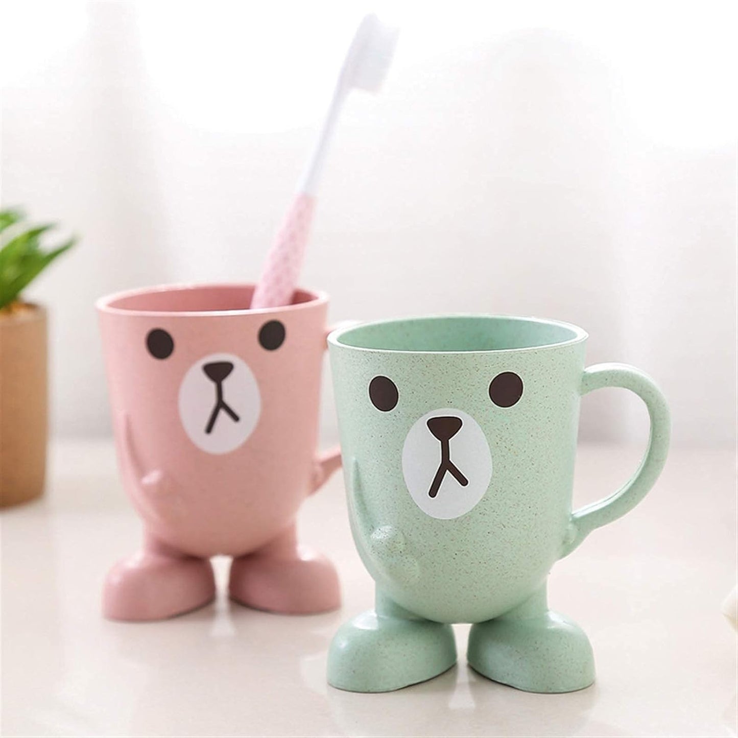 Toothbrush Holders Mouthwash Cup Milk Cup with Handle Breakfast Mug Drink Teeth Washing for Children's Stereo Base Household Brushing Cup