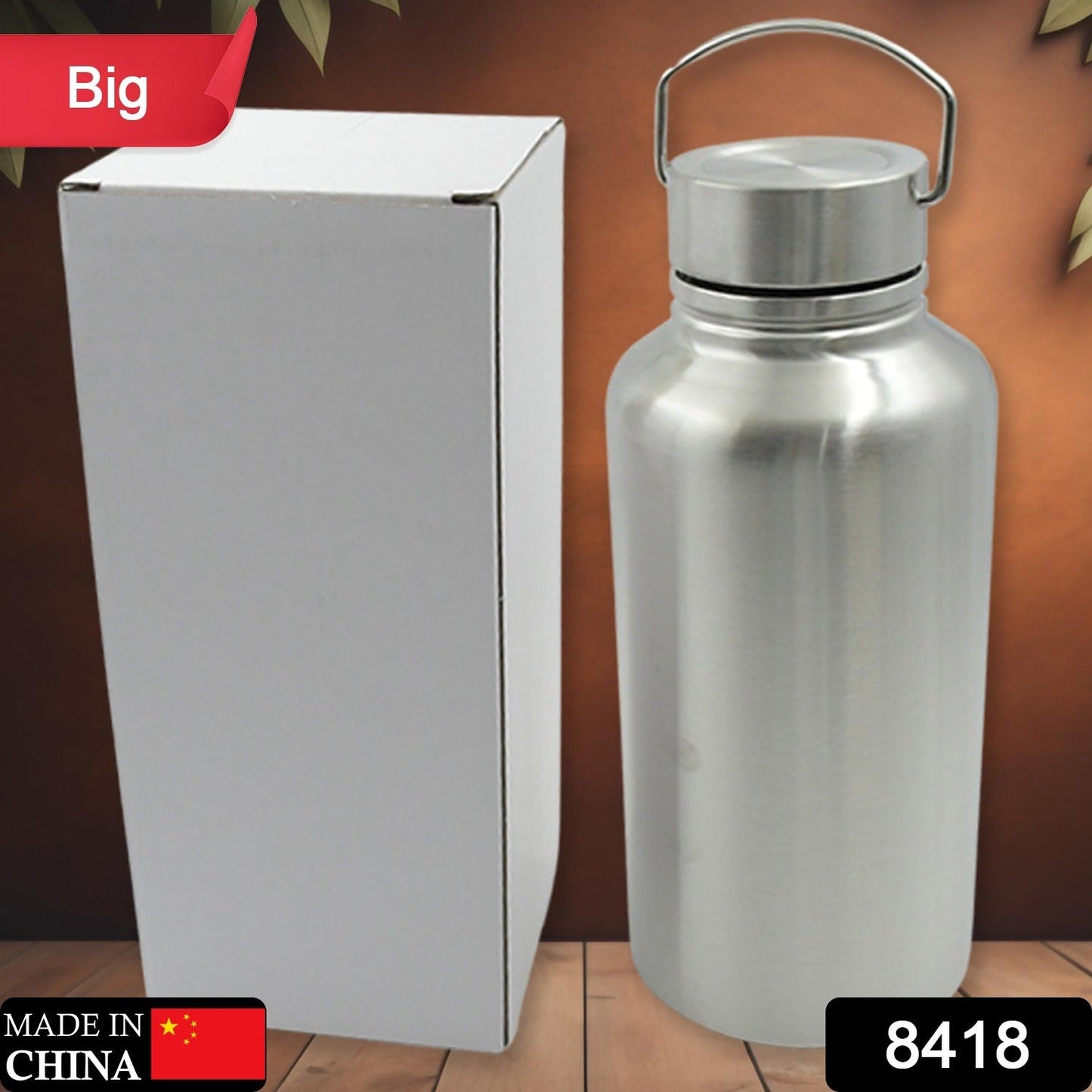 Big Stainless Steel Water Bottle With Handle, Fridge Water Bottle, Stainless Steel Water Bottle Leak Proof, Rust Proof, Hot & Cold Drinks, Gym Sipper BPA Free Food Grade Quality, Steel fridge Bottle For office/Gym/School (Big)