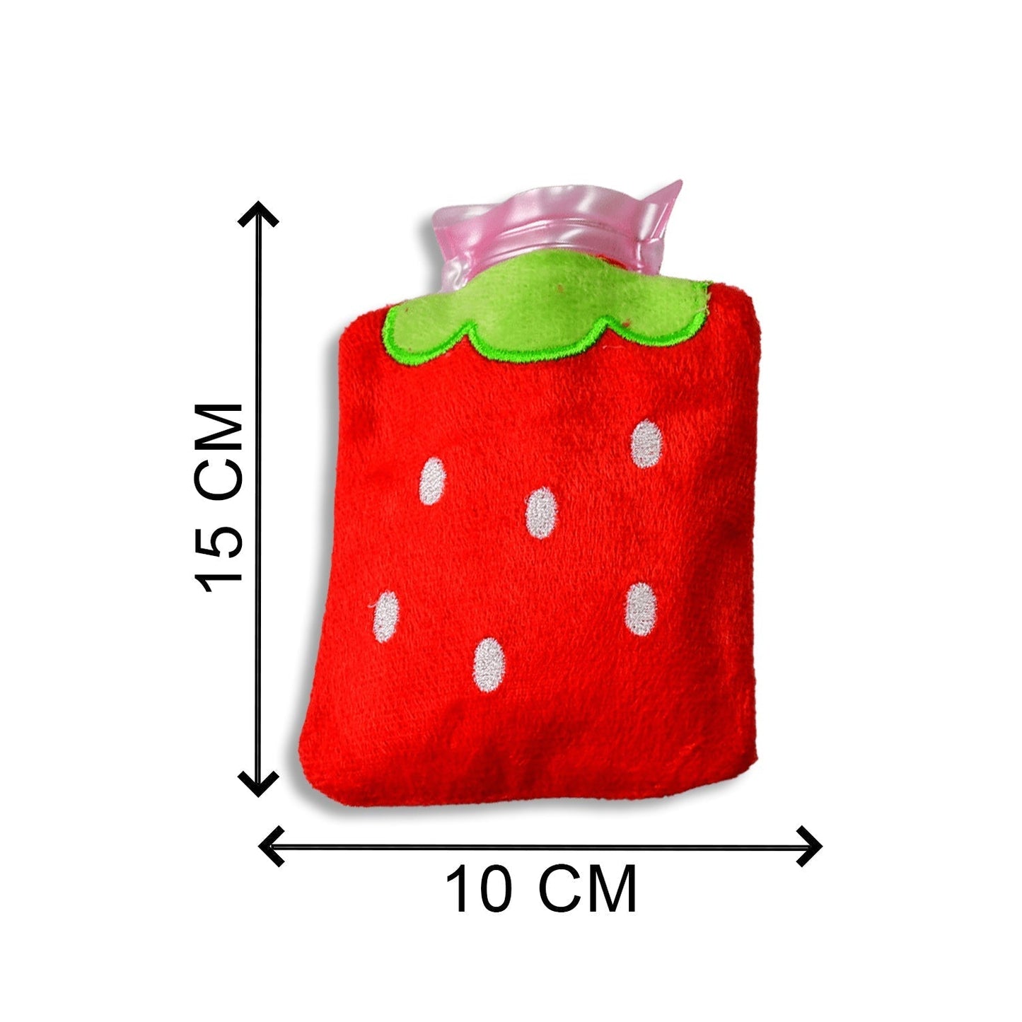 Strawberry small Hot Water Bag with Cover for Pain Relief, Neck, Shoulder Pain and Hand, Feet Warmer, Menstrual Cramps.