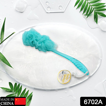 A Loofah Back Scrubber for Shower, Long Handle Bath Sponge Shower Brush, Soft Nylon Mesh Back Cleaner Washer, Body Bath Brush for Women and Men, Bathroom Shower Accessories (45 Cm)