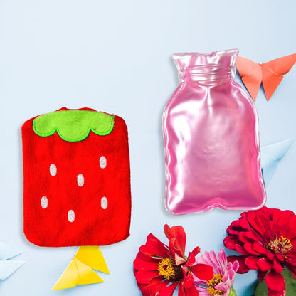 Strawberry small Hot Water Bag with Cover for Pain Relief, Neck, Shoulder Pain and Hand, Feet Warmer, Menstrual Cramps.