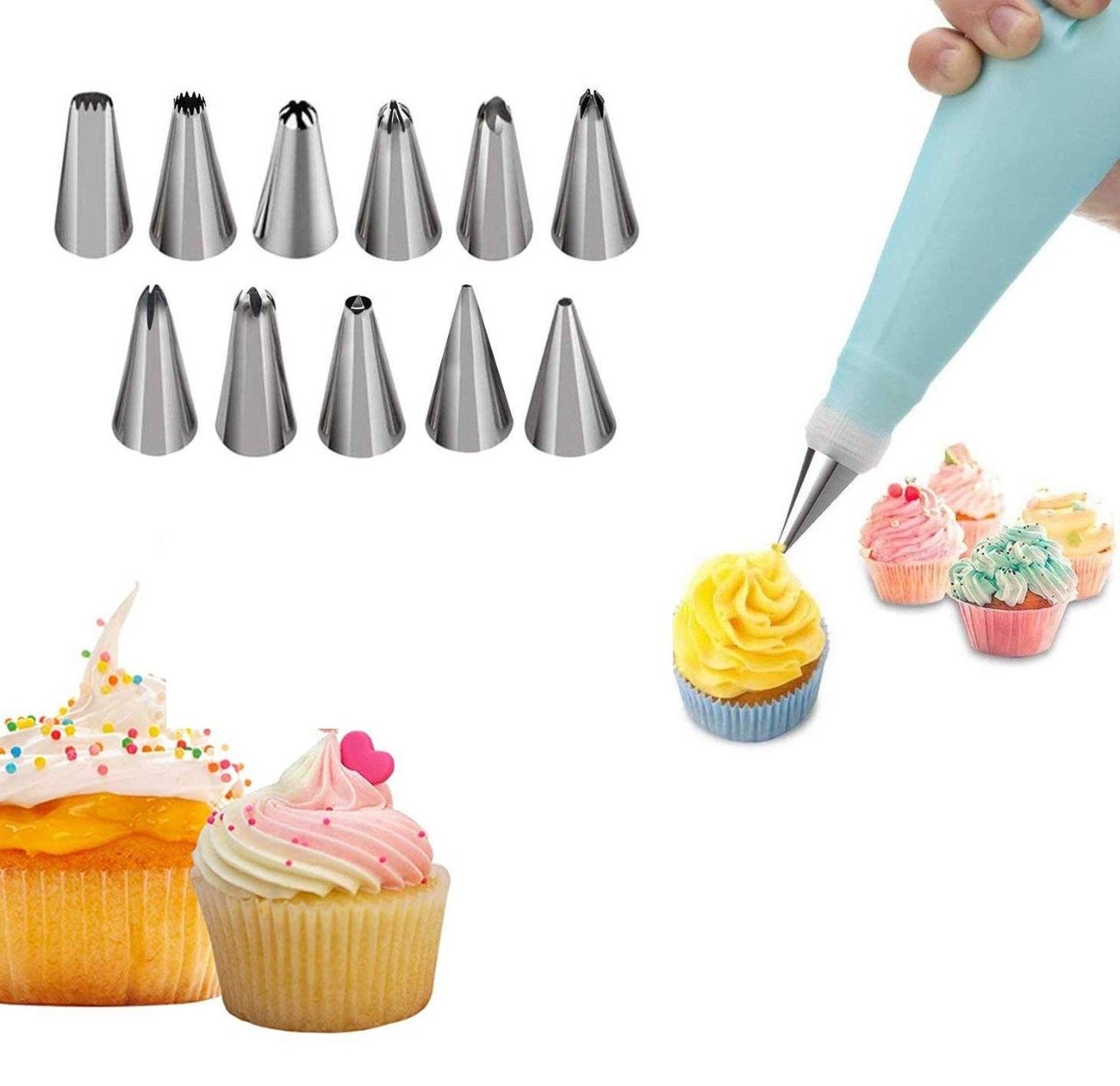 0836 12 Piece Cake Decorating Set of Measuring Cup Oil Basting Brush 