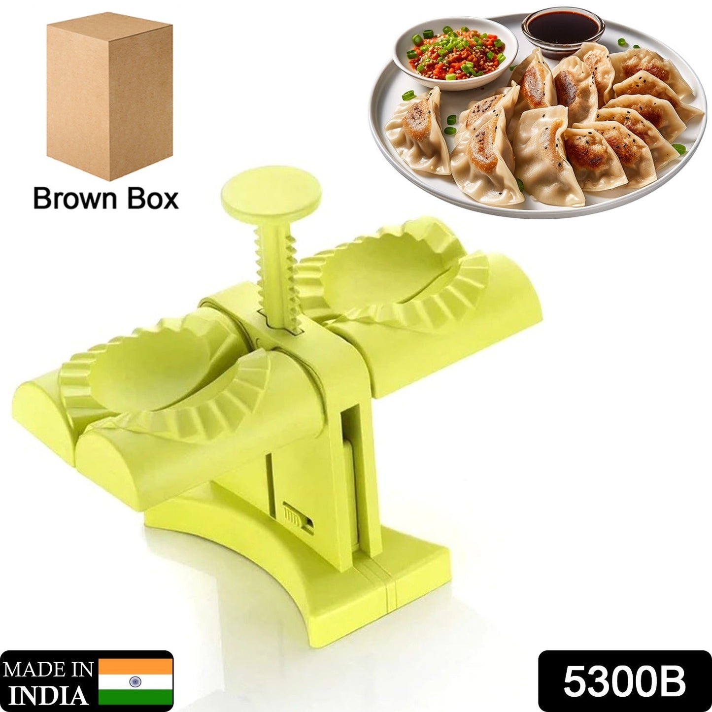 b DUMPLING MAKER MOLD,DOUBLE HEAD DUMPLING MOLD WRAP TWO AT A ONE TIME,HOUSEHOLD DUMPLING MAKER MOULD,EASY-TOOL FOR MAKING DUMPLINGS,DUMPLING PRESS MOLD KITCHEN ACCESSORIES (Brown Box)