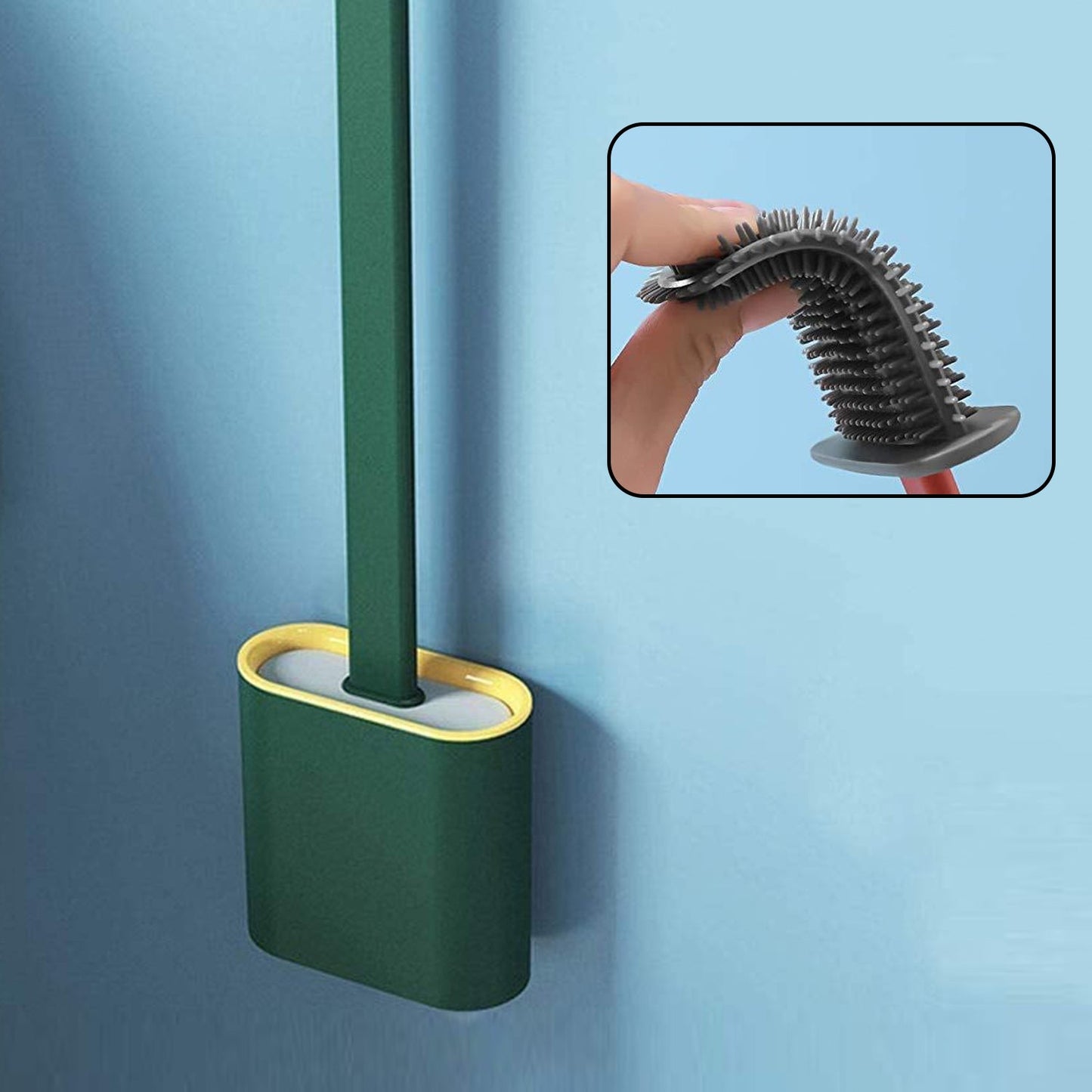 1410A Silicone Toilet Brush with Holder Stand  for Bathroom Cleaning 