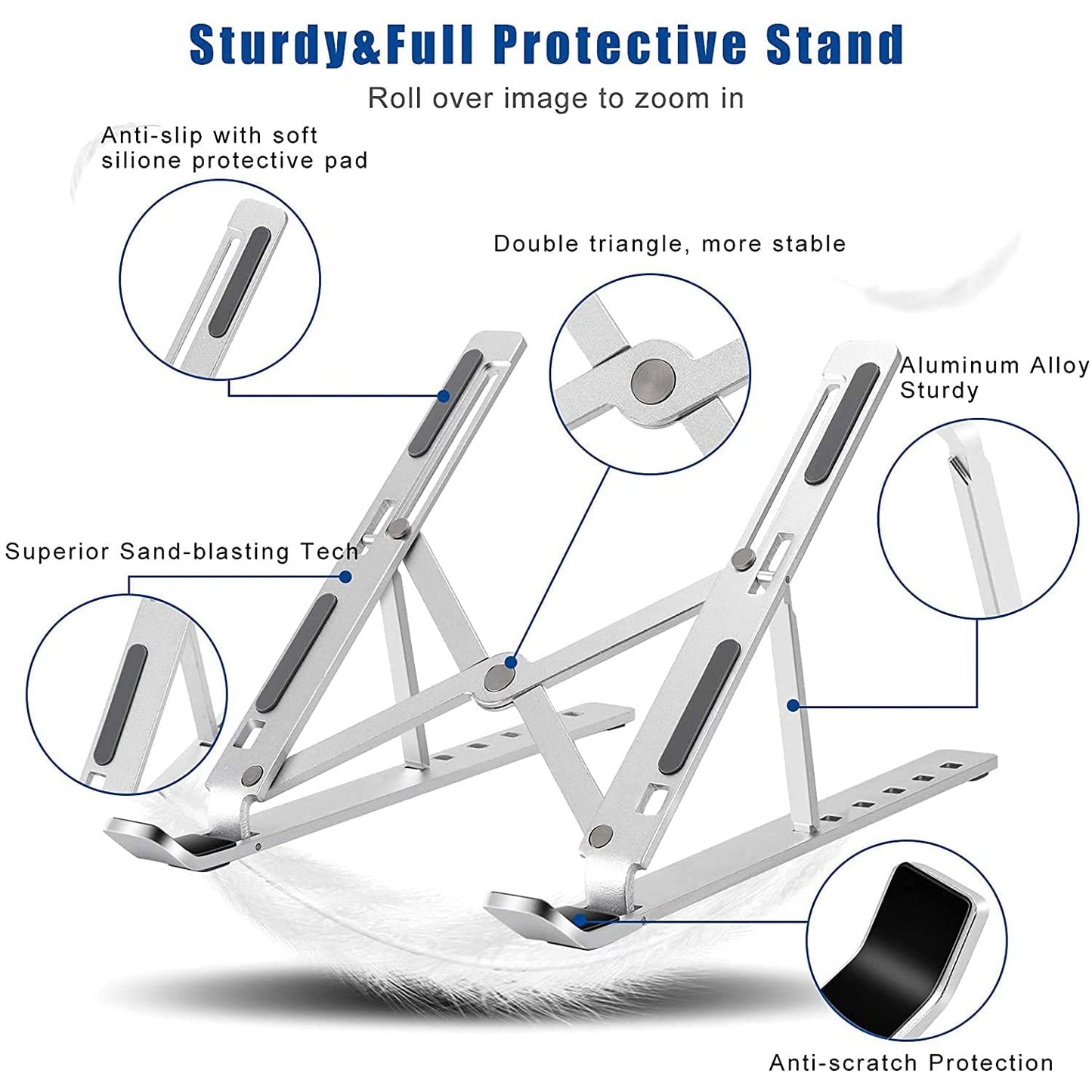 12874 Laptop Stand for Desk | Metal Portable Laptop Stand, with 7 Adjustable Angles | Laptop Riser, Phone, and Tablet Stand | Compatible for All Laptop